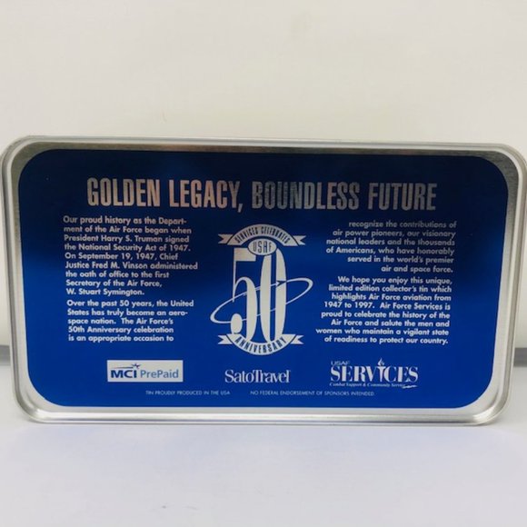Vintage Collectible Advertising Tin – USAF – Air Force – 50th Anniversary Empty - Picture 9 of 11